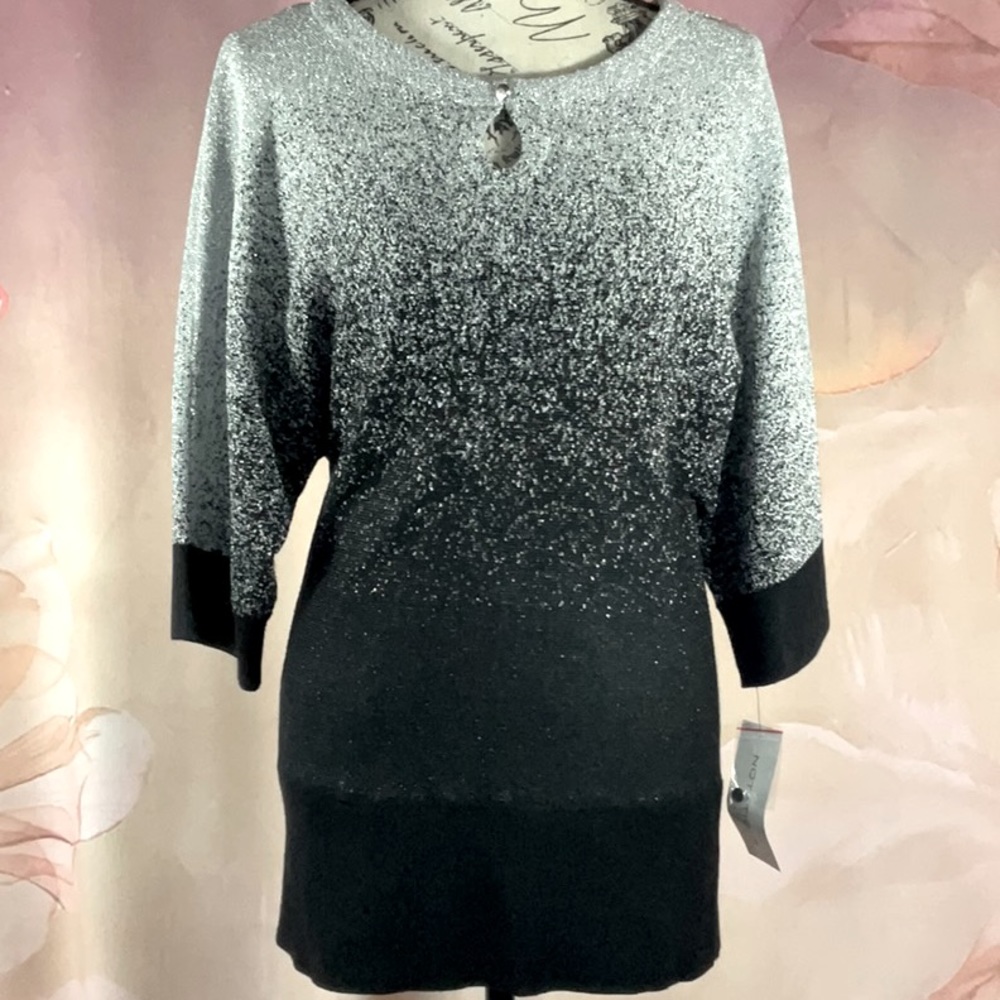 NOTATIONS - *NWT* - Black with Silver threads tunic sweater.